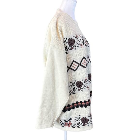 Vintage Saint Laurent Floral Sweater Acrylic Size Large - Picture 2 of 6